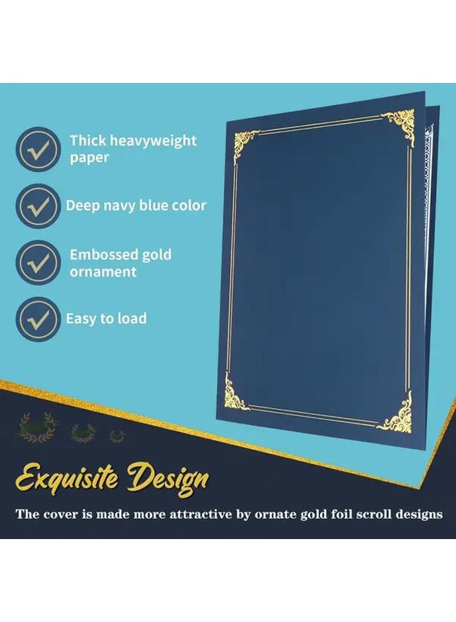 Blue Navy Diploma Cover With Golden Foil Border 40pcs For Letter Size 8 5x11 Certificates - Image 5